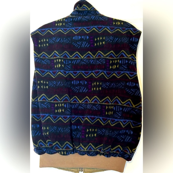 Vtg 90s COLUMBIA Reversible Fleece Vest Jacket Vaporwave Ski Aztec - Picture 2 of 11